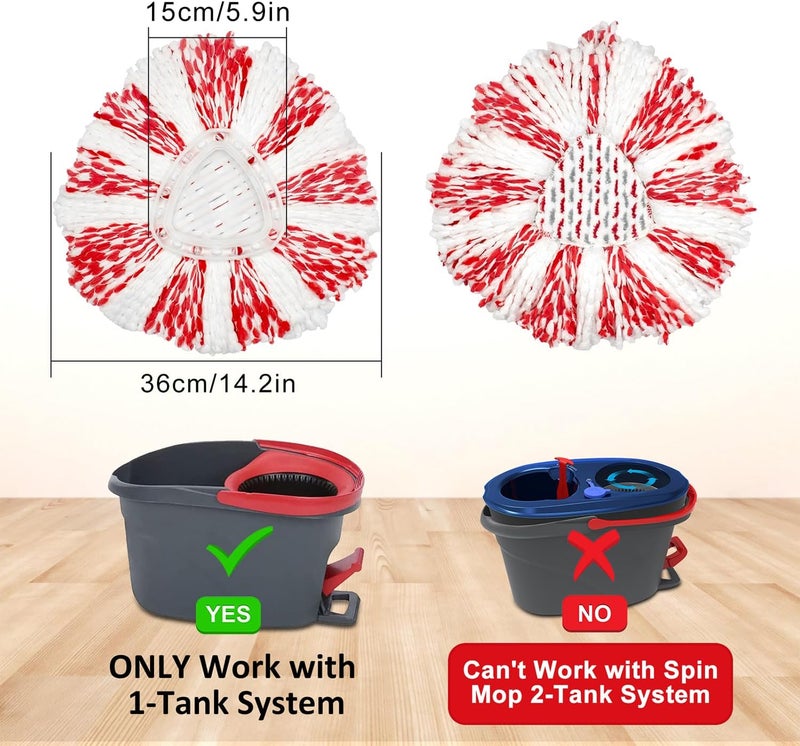 GFRED 3 Pack Upgraded Deep Clean Refill Compatible with O Ceda EasyWring Spin Mop & Bucket System Microfiber Mop Heads Refill for Oceda Easywring 1 Tank Spin Mop System, 40% More Cleaning Power, Scrub Pad - Image 3